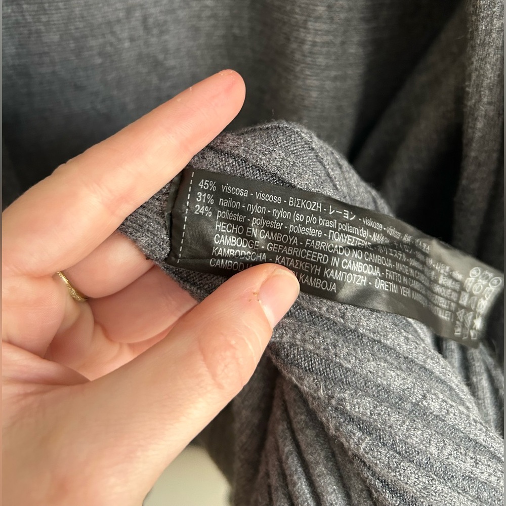 ZARA Knit Grey Draped Open Front Cardigan Sweater  Size L Large - Picture 5 of 6